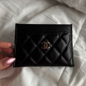 Black Quilted Double C Card Holder